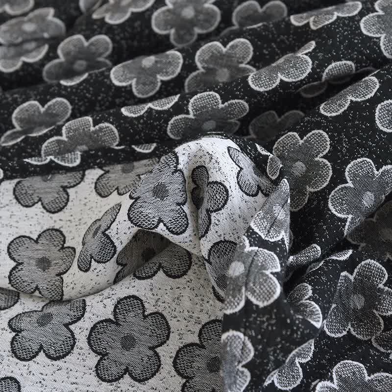 Pigiama in cotone naturale jacquard floreale nero - image 17