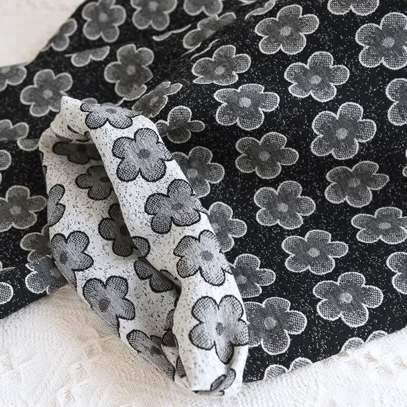 Pigiama in cotone naturale jacquard floreale nero - image 10