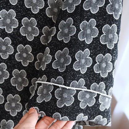 Pigiama in cotone naturale jacquard floreale nero - image 5