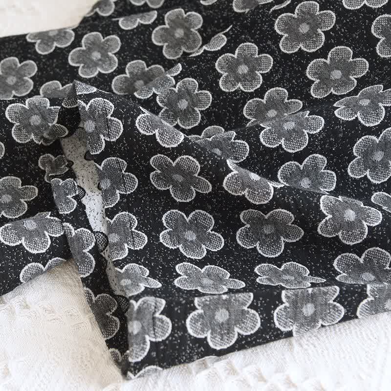 Pigiama in cotone naturale jacquard floreale nero - image 9