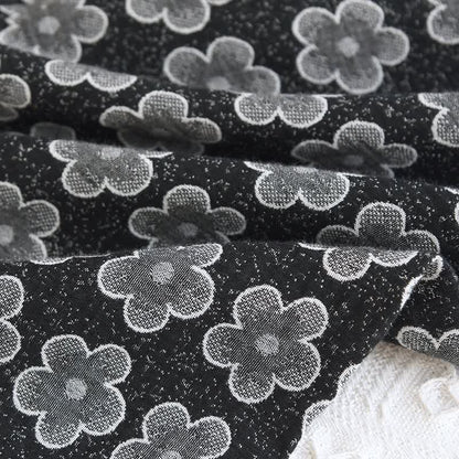 Pigiama in cotone naturale jacquard floreale nero - image 12