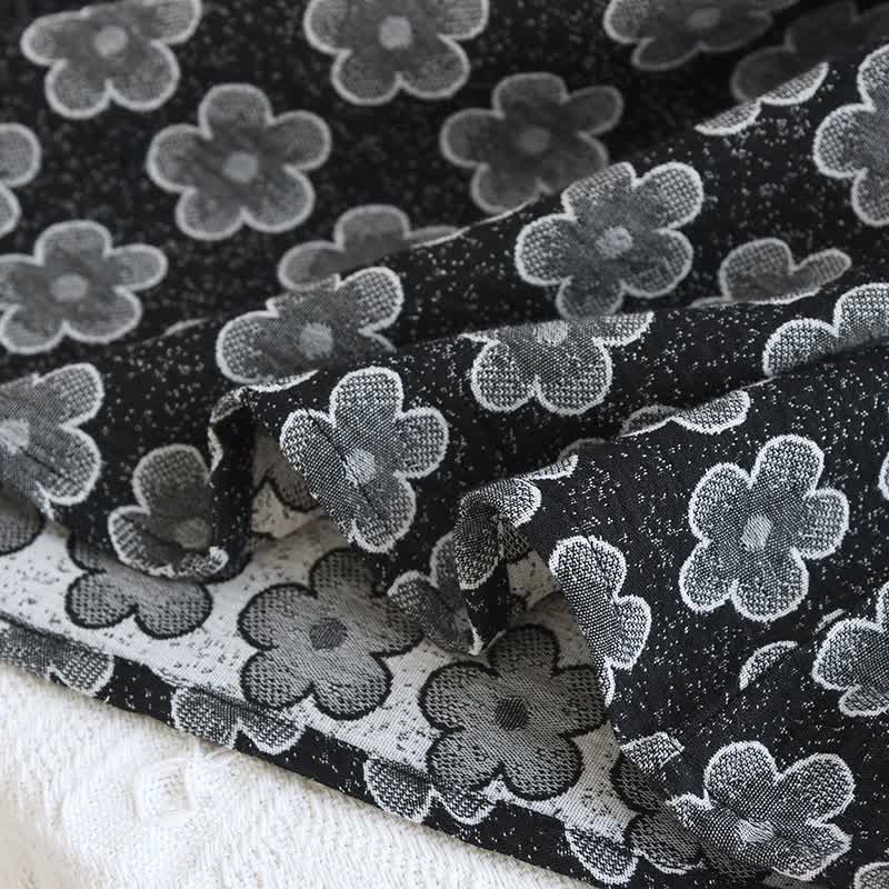 Pigiama in cotone naturale jacquard floreale nero - image 6