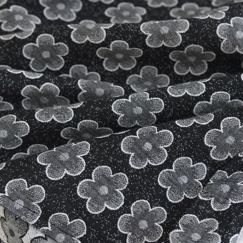 Pigiama in cotone naturale jacquard floreale nero - image 11