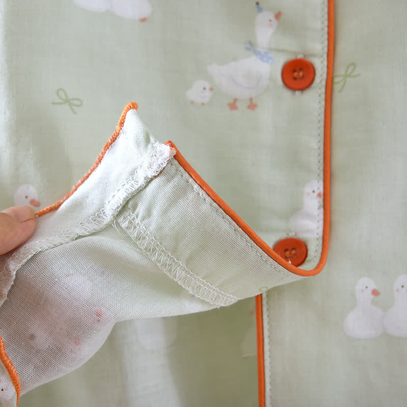 Completo da notte in garza di cotone con motivo a paperella - image 4