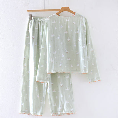 Completo da notte in garza di cotone con motivo a paperella - image 1