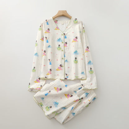 Abbigliamento da casa in garza di cotone con principessa dei cartoni animati orientali - image 1