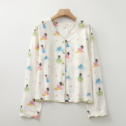 Abbigliamento da casa in garza di cotone con principessa dei cartoni animati orientali - image 3