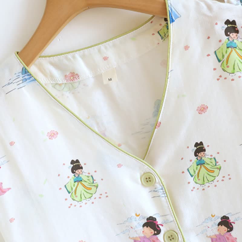 Abbigliamento da casa in garza di cotone con principessa dei cartoni animati orientali - image 4