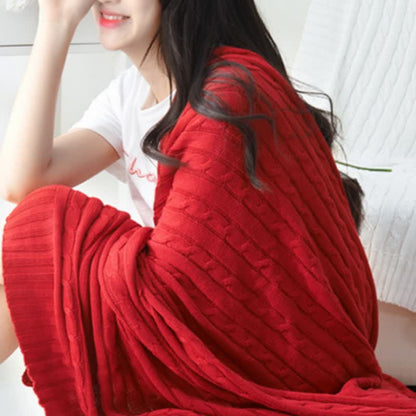 Coperta in maglia di cotone tinta unita Ownkoti per divano - Rosso - 180cm x 200cm - image 5