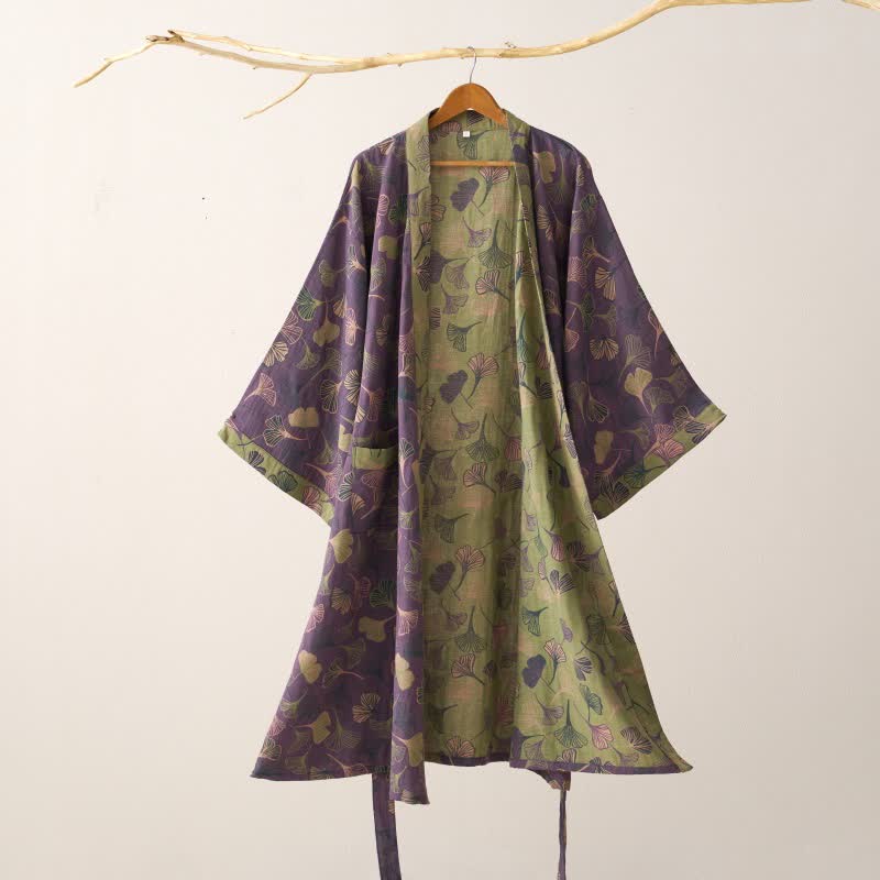 Kimono in garza di cotone Ginkgo Biloba - image 3