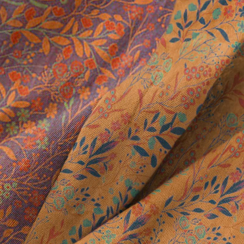 Kimono in garza di cotone con foglie vintage - image 8