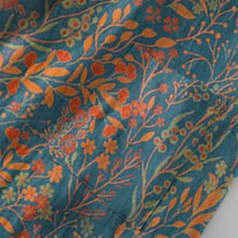 Kimono in garza di cotone con foglie vintage - image 4