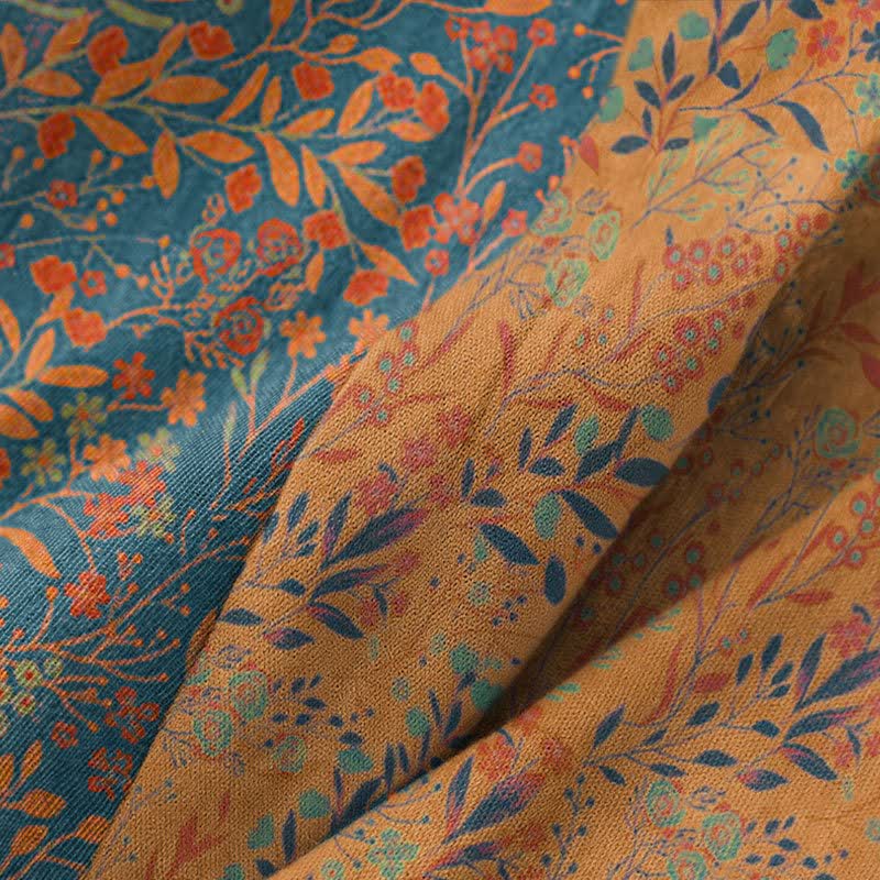 Kimono in garza di cotone con foglie vintage - image 3