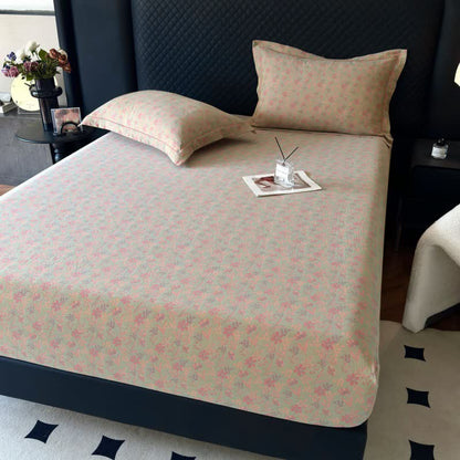 Lenzuolo con angoli in garza di cotone con motivo floreale pastorale - Verde - Lenzuolo con angoli con 2 federe - Matrimoniale - image 3