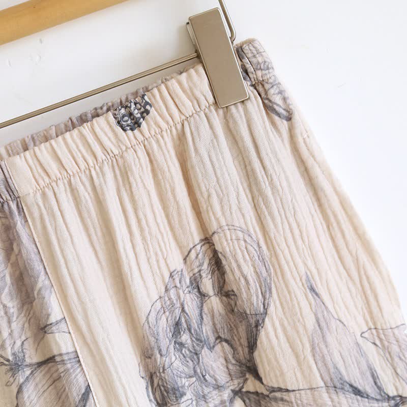 Completo da notte in cotone con motivo floreale e farfalle orientali - image 12