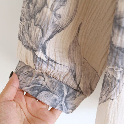 Completo da notte in cotone con motivo floreale e farfalle orientali - image 9