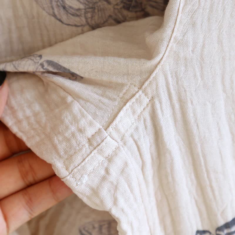 Completo da notte in cotone con motivo floreale e farfalle orientali - image 14