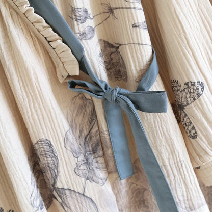 Completo da notte in cotone con motivo floreale e farfalle orientali - image 6