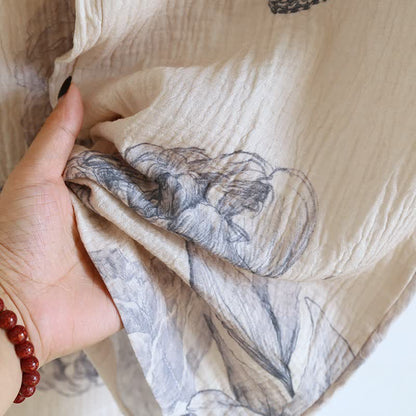 Completo da notte in cotone con motivo floreale e farfalle orientali - image 10