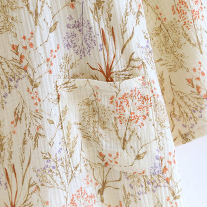 Accappatoio kimono in garza di cotone floreale tenue - image 7