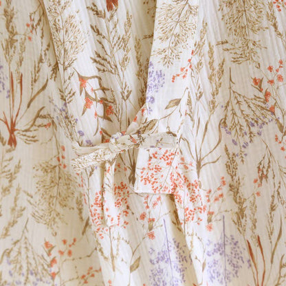 Accappatoio kimono in garza di cotone floreale tenue - image 8