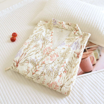 Accappatoio kimono in garza di cotone floreale tenue - image 2