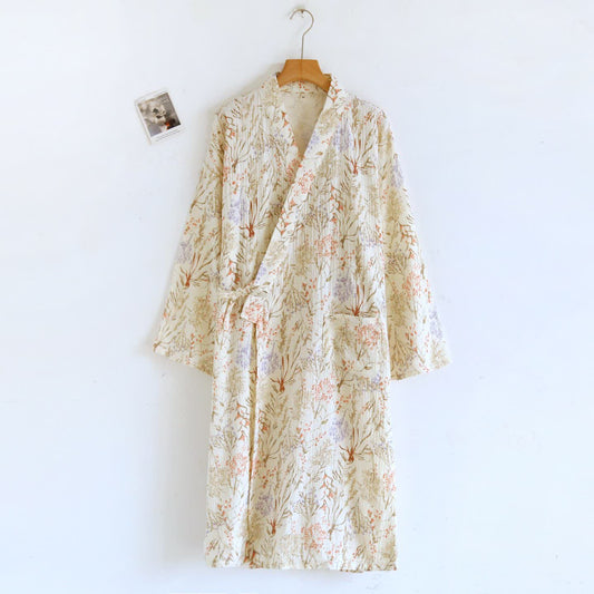Accappatoio kimono in garza di cotone floreale tenue - L - image 0