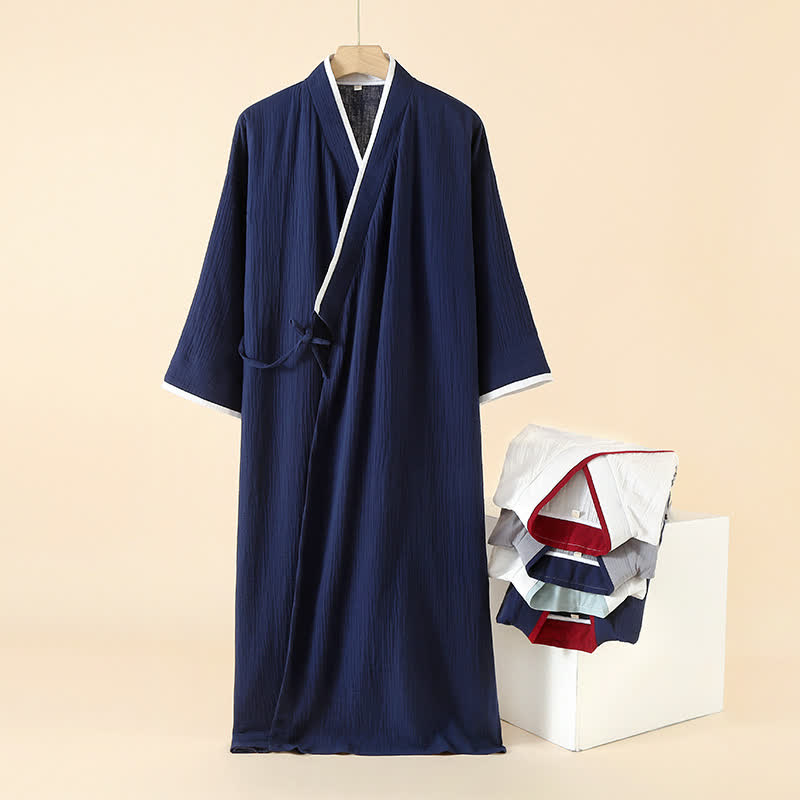Accappatoio kimono unisex minimalista in garza di cotone - image 1