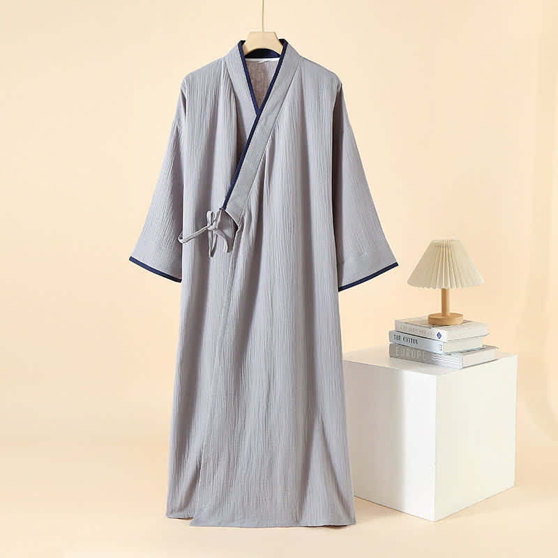 Accappatoio kimono unisex minimalista in garza di cotone - Grigio chiaro - XL - image 12