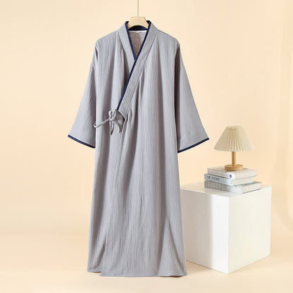 Accappatoio kimono unisex minimalista in garza di cotone - Grigio chiaro - XL - image 12