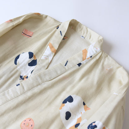 Kimono in garza di cotone con gatto abbinato - image 5