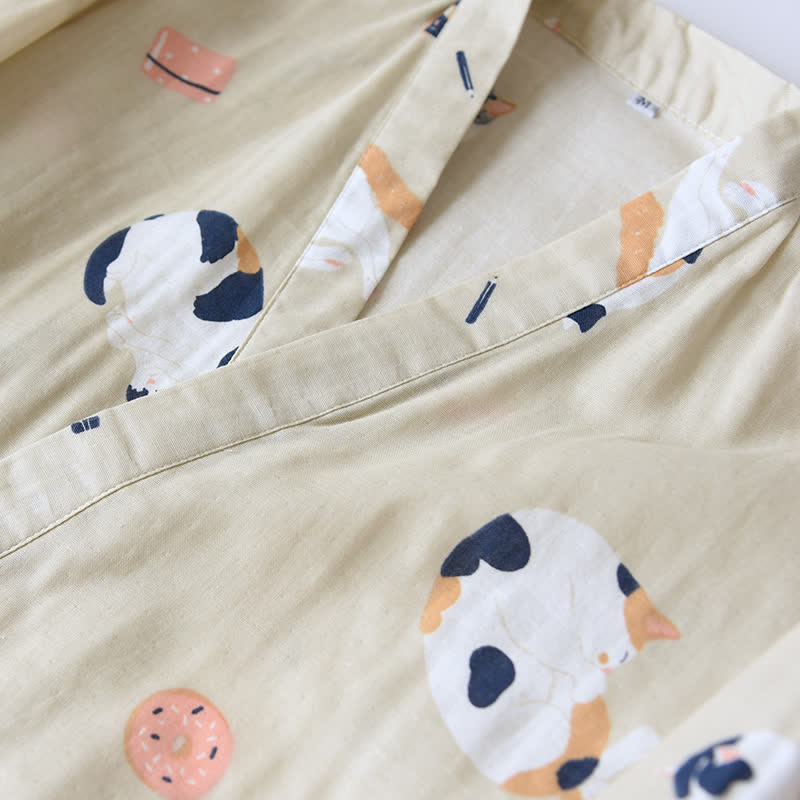 Kimono in garza di cotone con gatto abbinato - image 6