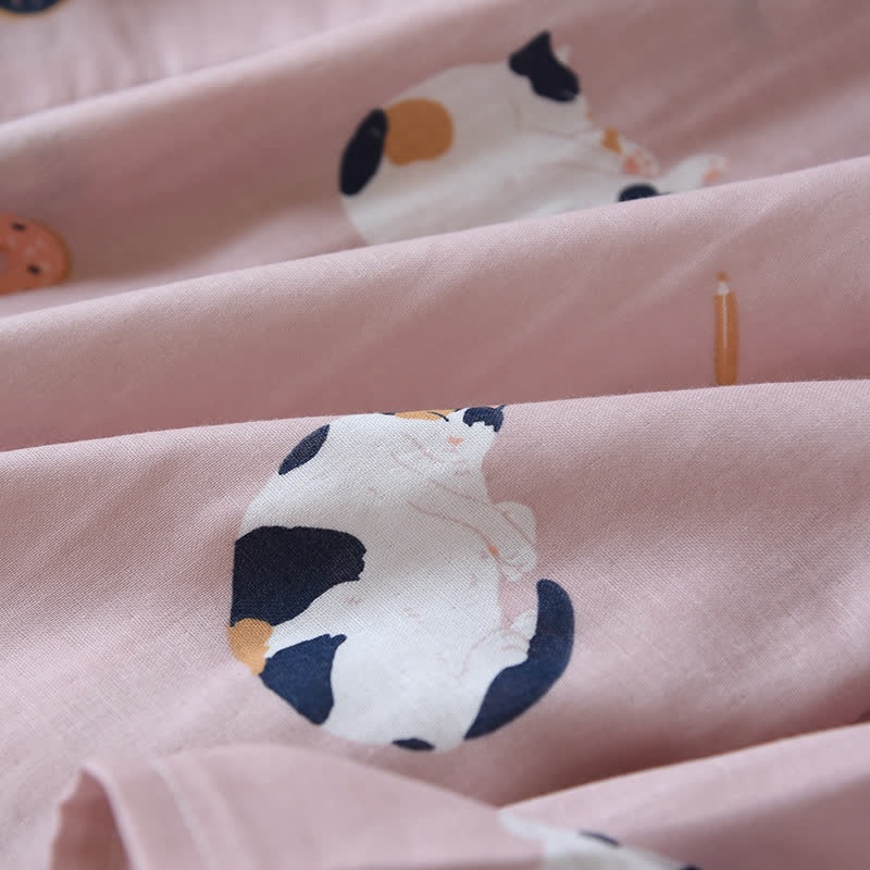 Accappatoio kimono in garza di cotone con gatto abbinato - image 12