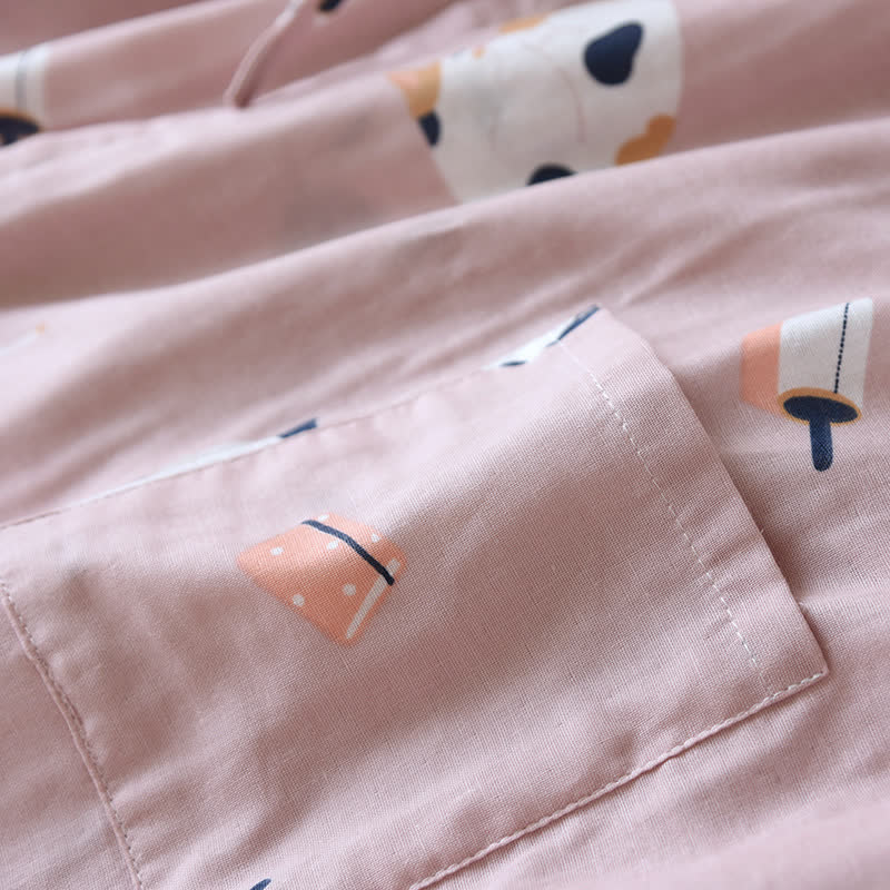 Accappatoio kimono in garza di cotone con gatto abbinato - image 9