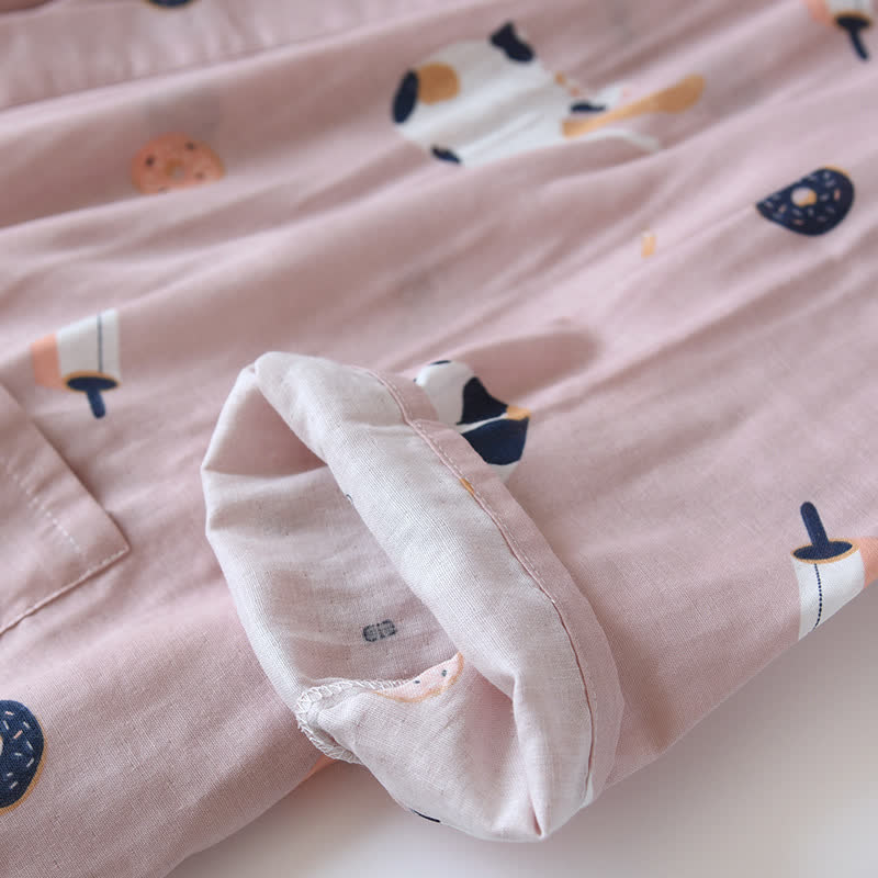 Accappatoio kimono in garza di cotone con gatto abbinato - image 11