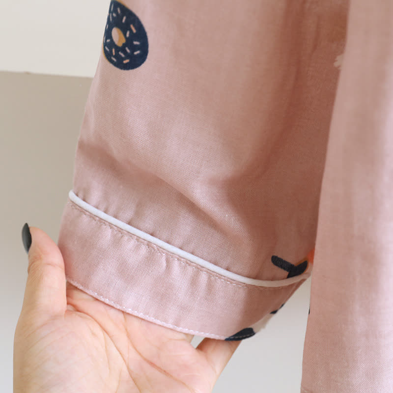 Completo da notte in cotone con gatto dei cartoni animati abbinato - image 2