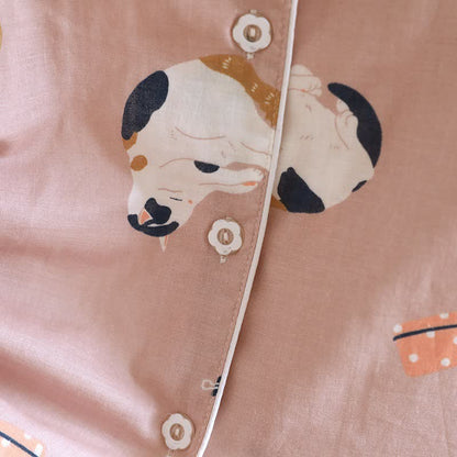 Completo da notte in cotone con gatto dei cartoni animati abbinato - image 11