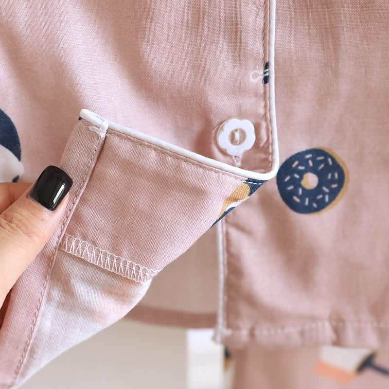 Completo da notte in cotone con gatto dei cartoni animati abbinato - image 9