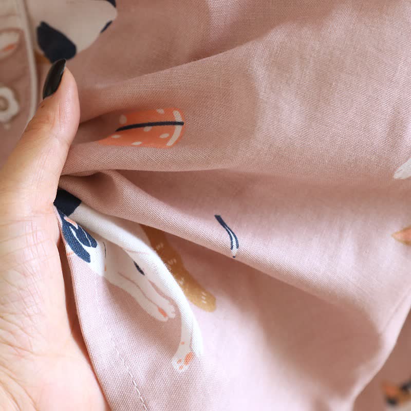 Completo da notte in cotone con gatto dei cartoni animati abbinato - image 12