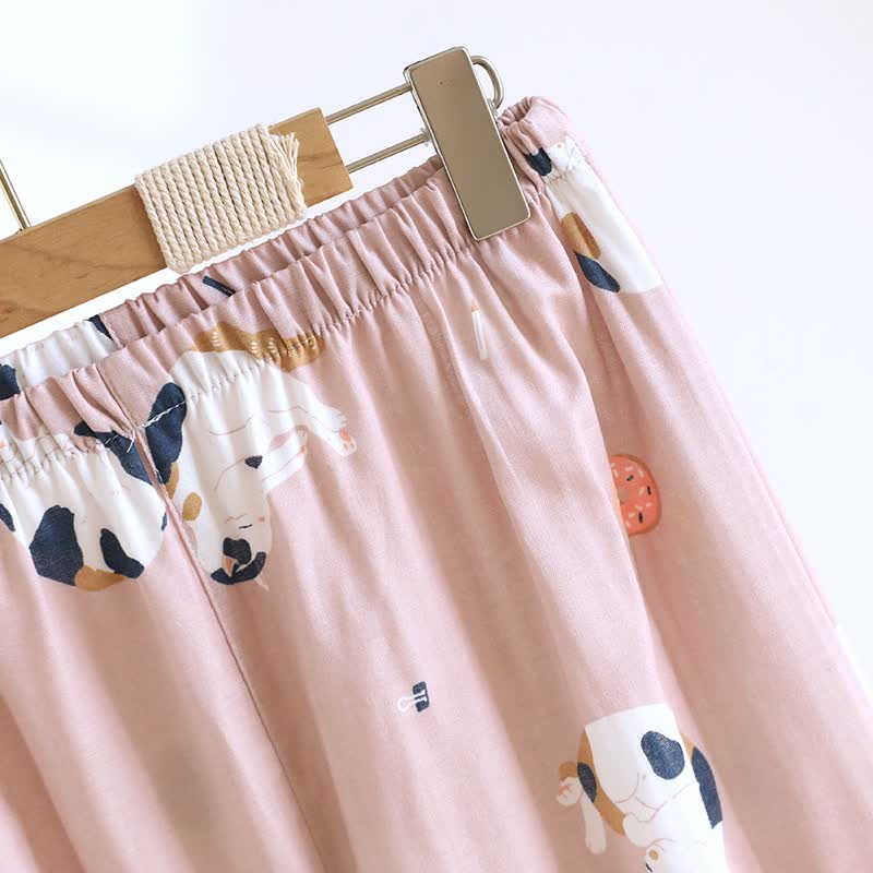 Completo da notte in cotone con gatto dei cartoni animati abbinato - image 14