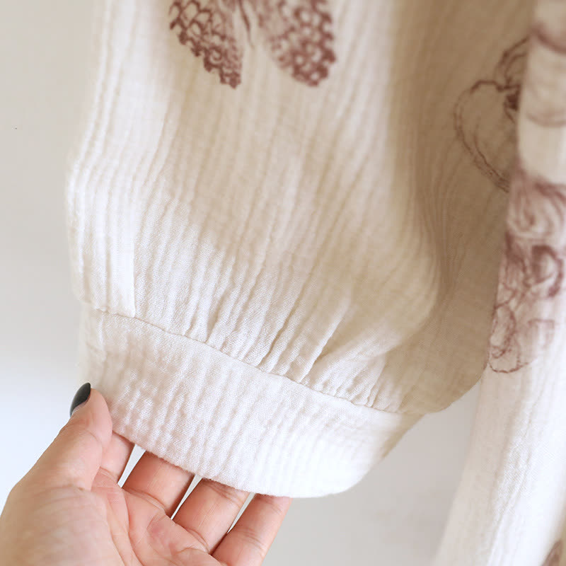 Completo da notte in cotone ispirato all'Hanfu con farfalle - image 3