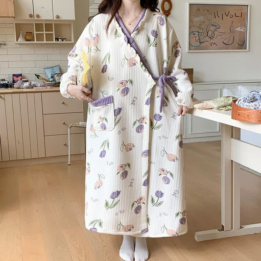 Camicia da notte con volant ispirata ai tulipani e tasca - image 0