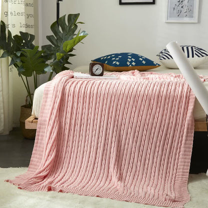 Coperta in maglia di cotone tinta unita Ownkoti per divano - Rosa - 180cm x 200cm - image 31