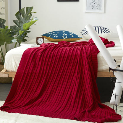 Coperta in maglia di cotone tinta unita Ownkoti per divano - Vino - 180cm x 200cm - image 30