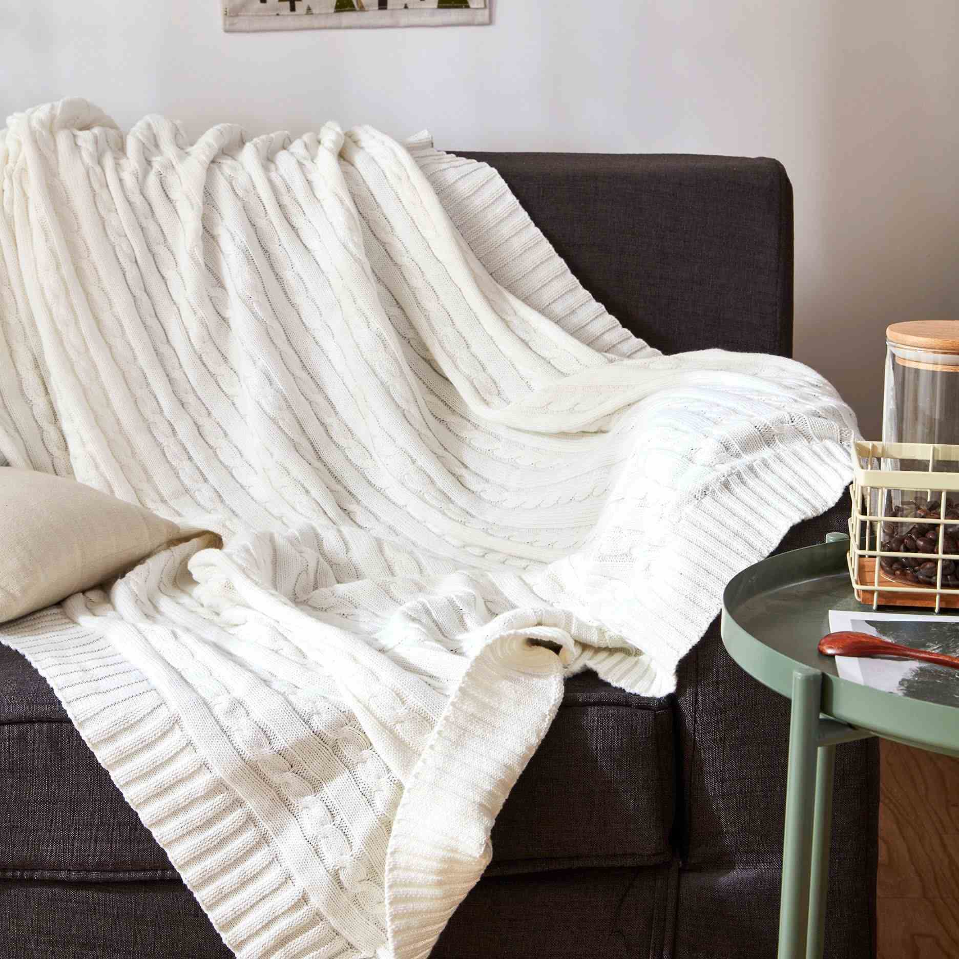 Coperta in maglia di cotone tinta unita Ownkoti per divano - image 21