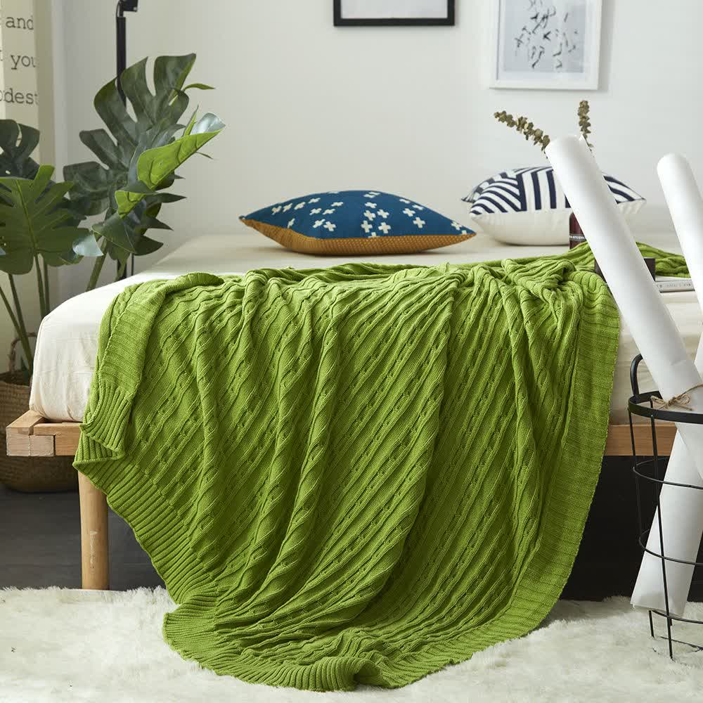 Coperta in maglia di cotone tinta unita Ownkoti per divano - Verde - 180cm x 200cm - image 29