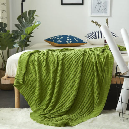Coperta in maglia di cotone tinta unita Ownkoti per divano - Verde - 180cm x 200cm - image 29