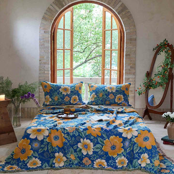 Coperta in garza di cotone con nappe Ownkoti Bright Daisy - 2 federe - 48cm x 74cm - image 0