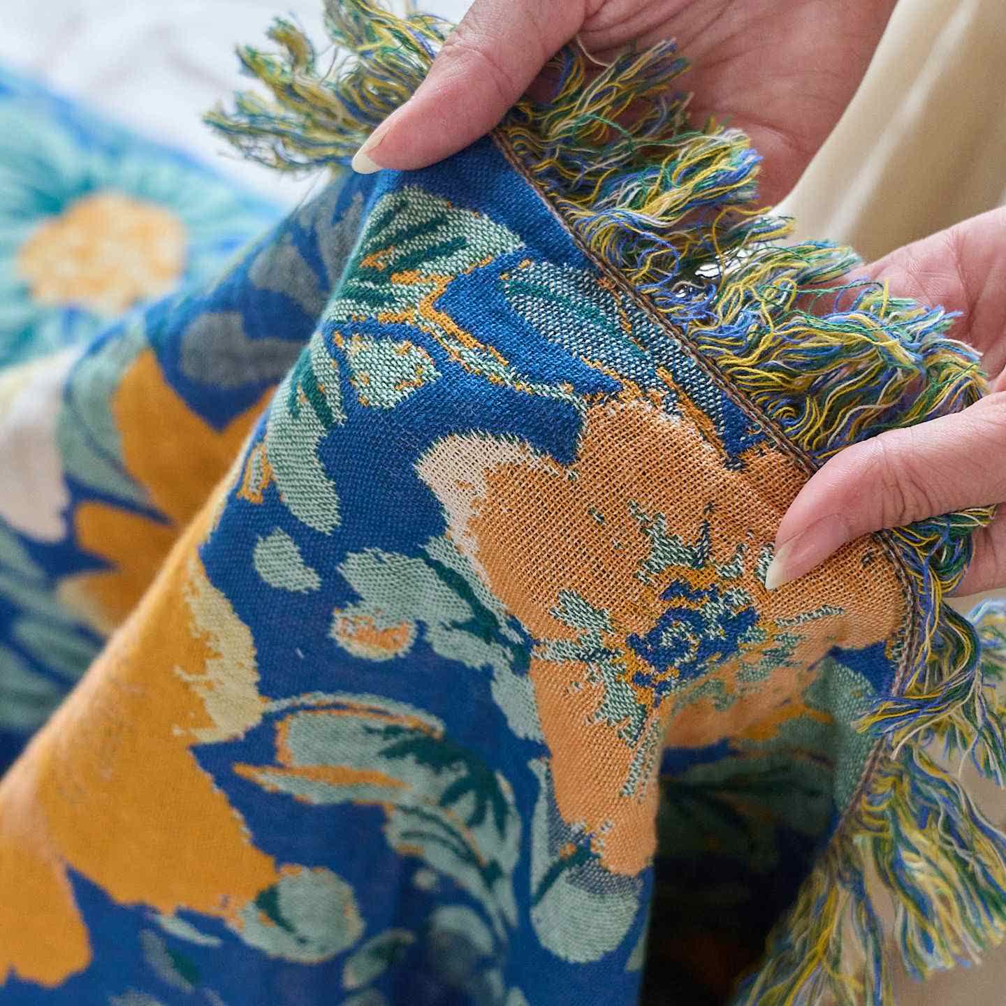 Coperta in garza di cotone con nappe Ownkoti Bright Daisy - image 8