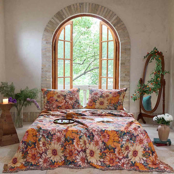 Coperta in cotone con nappe e girasoli in fiore Ownkoti - 2 federe - 48cm x 74cm - image 0